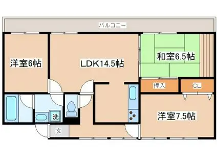 潮見が丘コーポラス(3LDK/2階)の間取り写真