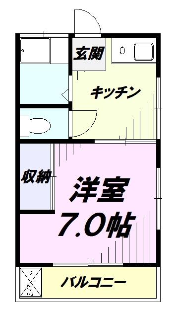 コーポ落合(1K/2階)の間取り写真
