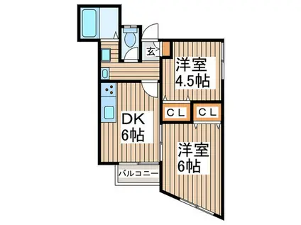 ハイツブラザーII(2DK/2階)の間取り写真