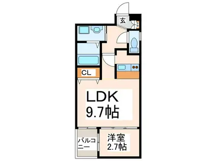 リファレンス九品寺(1LDK/8階)の間取り写真