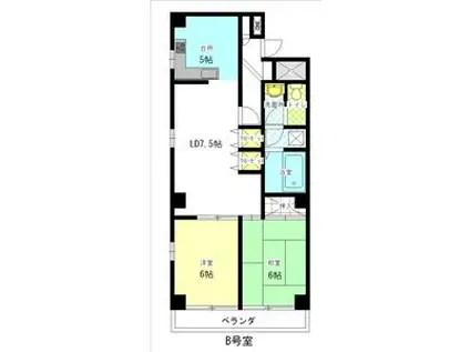 FREESIA(2LDK/3階)の間取り写真