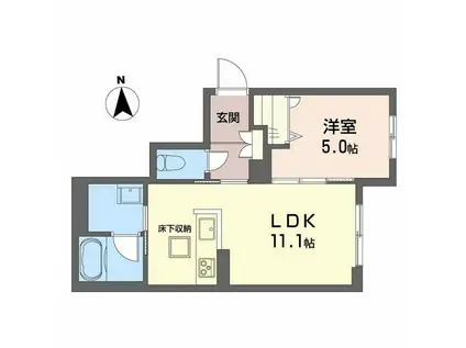 アメリス(1LDK/1階)の間取り写真