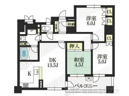 プラウド江坂 ガーデンコート(3LDK/5階)の間取り写真