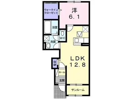 プラシード室I(1LDK/1階)の間取り写真