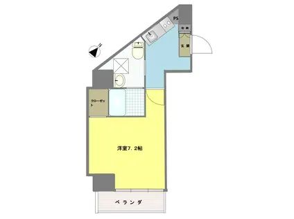 ルメルシィKS(1K/4階)の間取り写真