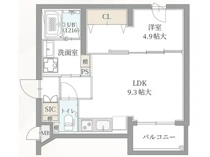 R.北車屋町(1LDK/5階)の間取り写真