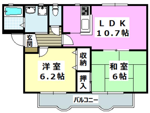 ラフォーレ弥生(2LDK/1階)の間取り写真
