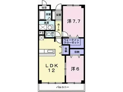 ラフォーレ広畑(2LDK/4階)の間取り写真