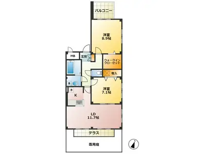 トリアード(2LDK/1階)の間取り写真