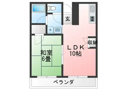 フラット東林間(1LDK/2階)の間取り写真