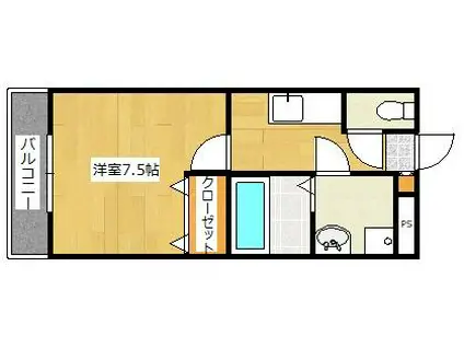 リュミエール松香台(1K/1階)の間取り写真