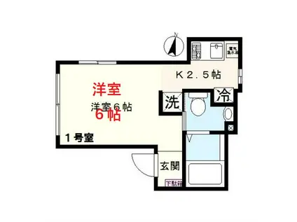 ミモザヒルズ平塚(1K/4階)の間取り写真