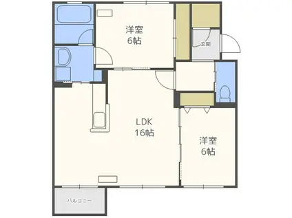 グランディア(2LDK/5階)の間取り写真