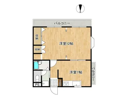 ポルカII(1DK/1階)の間取り写真