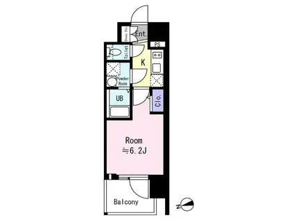 エスリード ザ・フォルテス大阪(1K/6階)の間取り写真