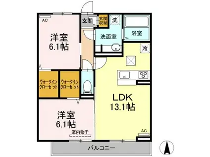 シオンK(2LDK/1階)の間取り写真