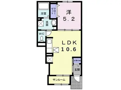 クラール東村 A(1LDK/1階)の間取り写真