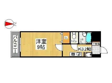 ウィングス片野II(1K/8階)の間取り写真