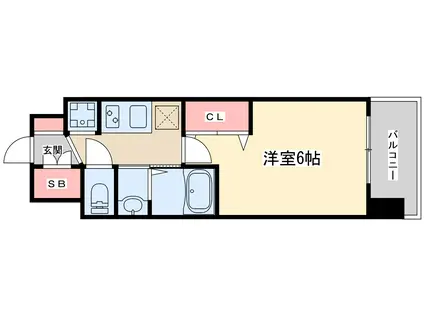 ラグゼ東三国ウエスト(1K/2階)の間取り写真