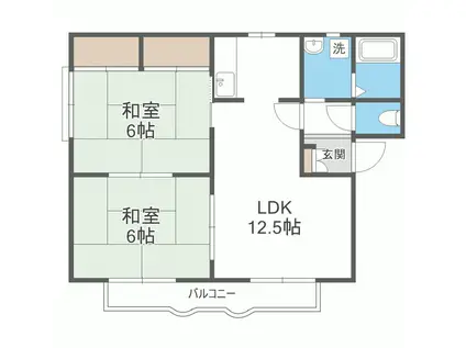 カーサ136 B棟(2LDK/2階)の間取り写真