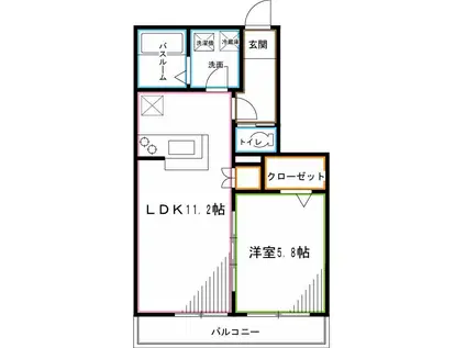 SAKURA TERRACE サクラテラス E(1LDK/2階)の間取り写真