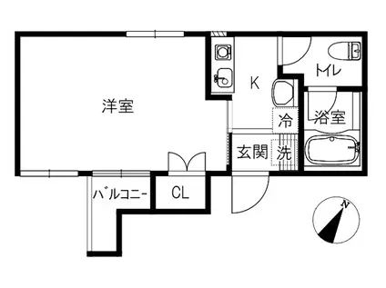 サザンウインドII(1K/1階)の間取り写真