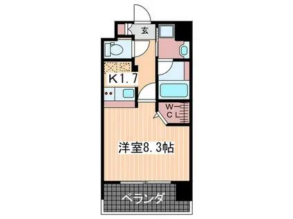 ルービンス観音III(1K/11階)の間取り写真