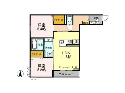 ムサオゴAS(2LDK/3階)の間取り写真