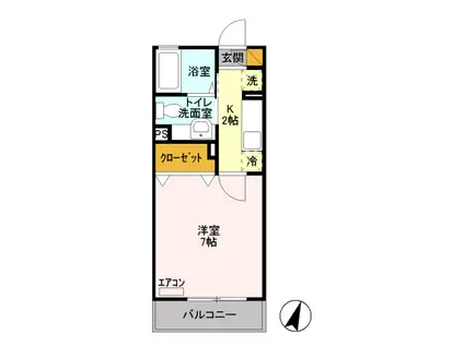 ジリアーティ(1K/2階)の間取り写真