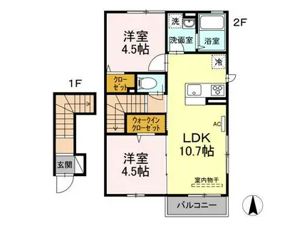 アビデ西新小岩II(2LDK/2階)の間取り写真