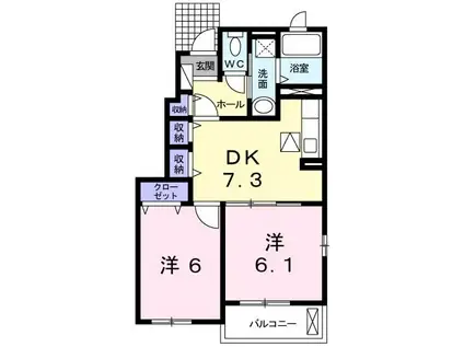 マーベラスいぬいII(2DK/1階)の間取り写真