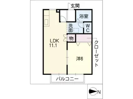 サンリバー(1LDK/1階)の間取り写真