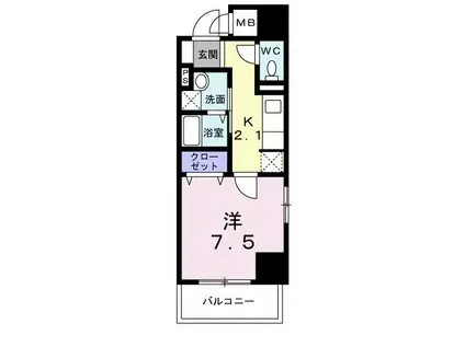 ライムテラス(1K/4階)の間取り写真