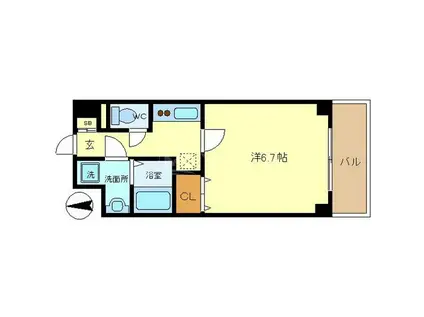 S-RESIDENCE 難波 VIALE(1K/4階)の間取り写真