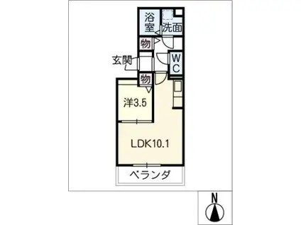 ピースガーデン東新町(1LDK/3階)の間取り写真