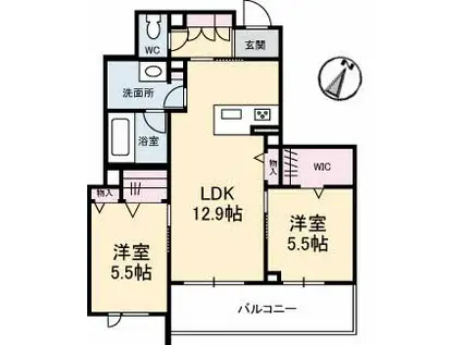 シャーメゾン リヒト(2LDK/2階)の間取り写真