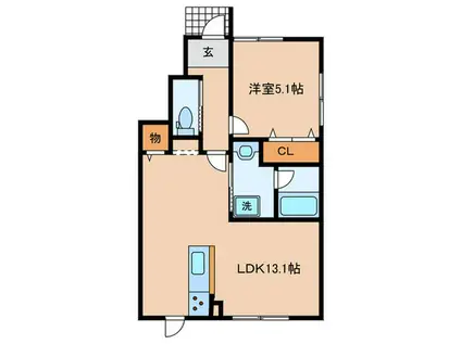 シェリル明石貴崎(1LDK/1階)の間取り写真