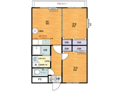 ロイヤルプラザ渡辺(2DK/2階)の間取り写真