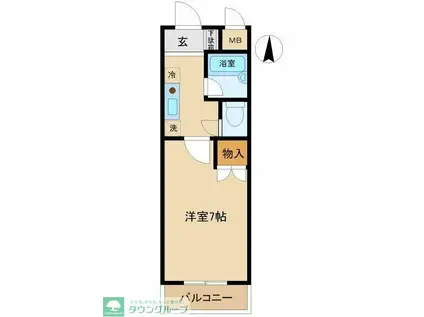 やすらぎ前橋ハイツ(1K/1階)の間取り写真