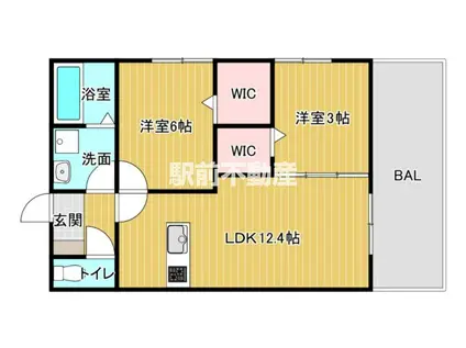 D-ROOM平田台4丁目(2LDK/3階)の間取り写真