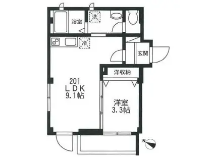 多喜川ビル(1LDK/2階)の間取り写真