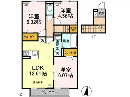 シャルマンパール(3LDK/2階)の間取り写真