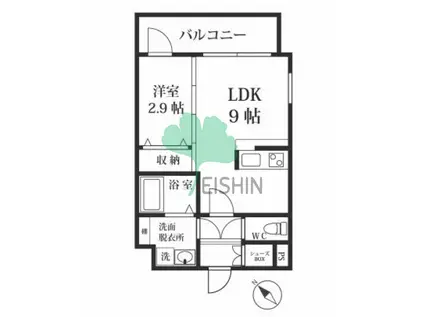 MODERNPALAZZO 山王GROW(1LDK/5階)の間取り写真