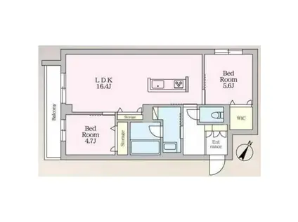 セルディーナ流星台(2LDK/2階)の間取り写真