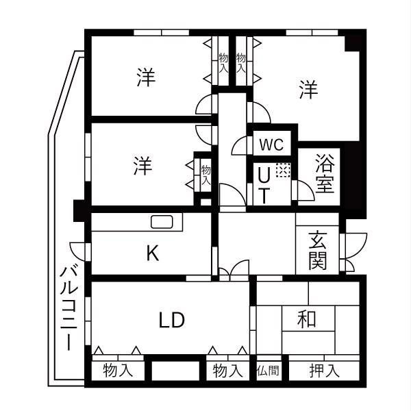 井本マンション(4LDK/5階)の間取り写真