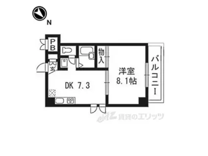 ウエスト(1DK/6階)の間取り写真