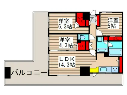 ワイズ西船橋(3LDK/7階)の間取り写真