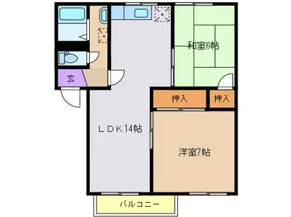 パークタウン白山A棟(2LDK/1階)の間取り写真