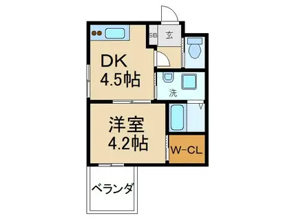イーズ香里園(1DK/2階)の間取り写真