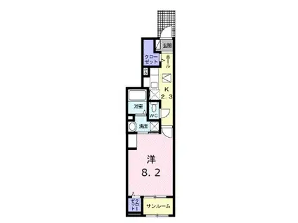 ソーレ 龍田 A(1K/1階)の間取り写真